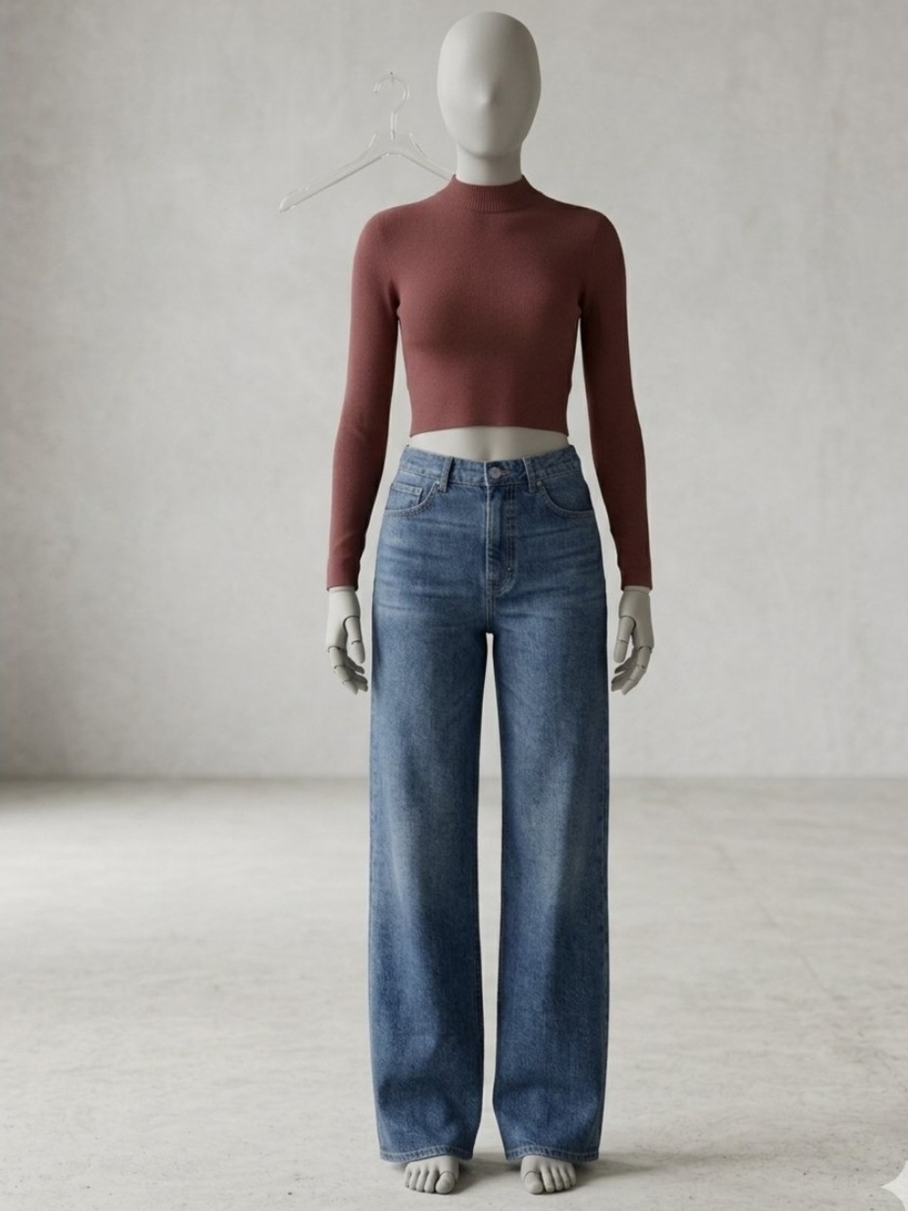 Altar'd State Mauve Long-Sleeve Crop Top